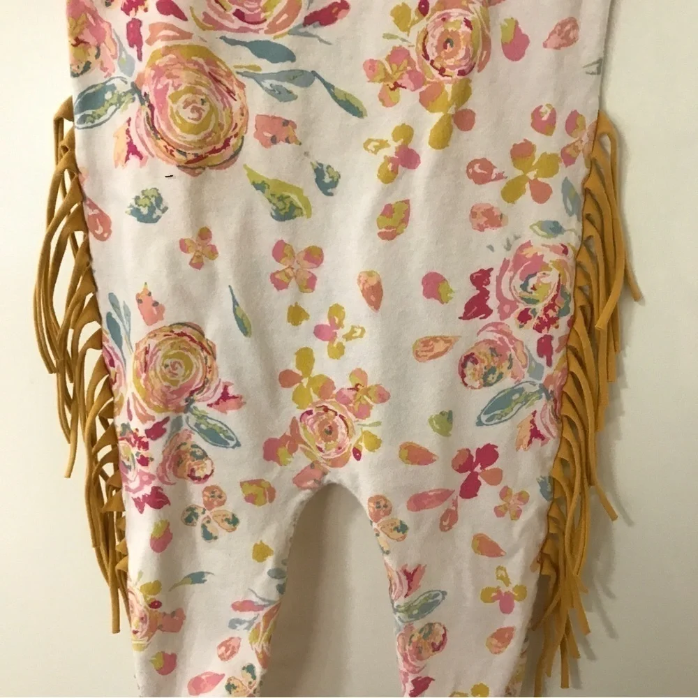 3/$15 My Wild arrow co kids boho floral fringe jumpsuit size 9-12 months